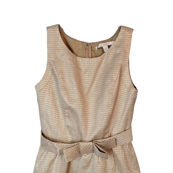 LC Lauren Conrad Gold Tone Holiday Christmas Formal Dress With Bow Women's 2 - Picture 2 of 13